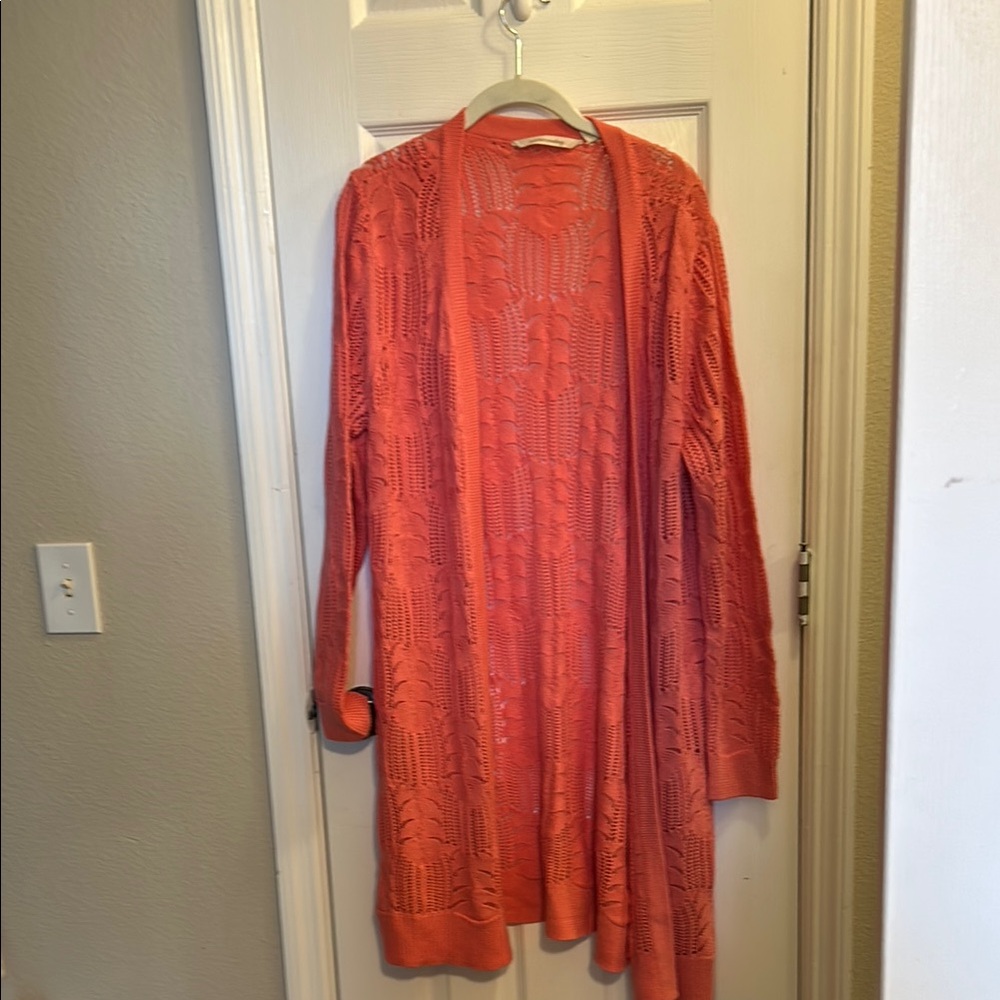 Soft Surroundings Coral Long Cardigan